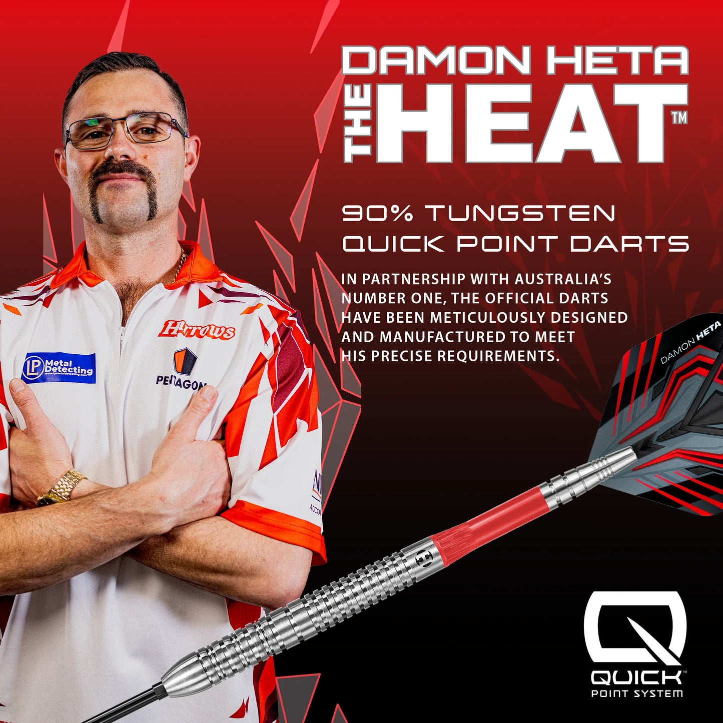 Damon Heta 90% Natural Quick Point Darts - Signed Box
