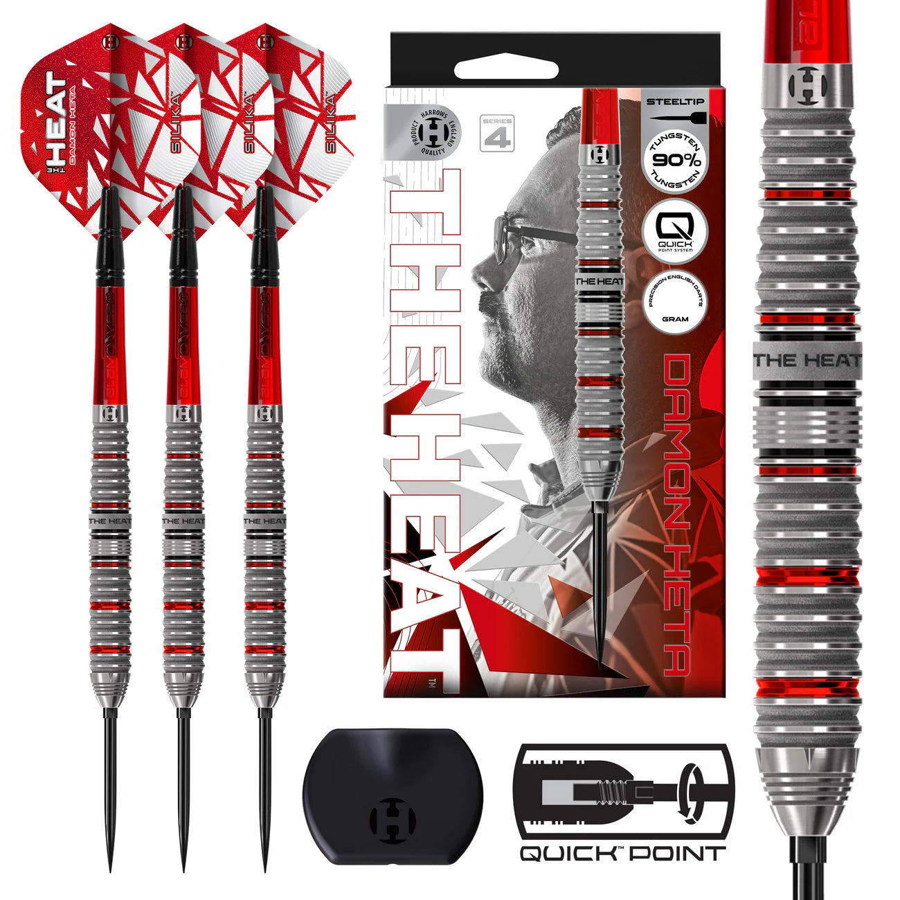 Damon Heta 90% Series 4 quick point steel tip darts - Signed box
