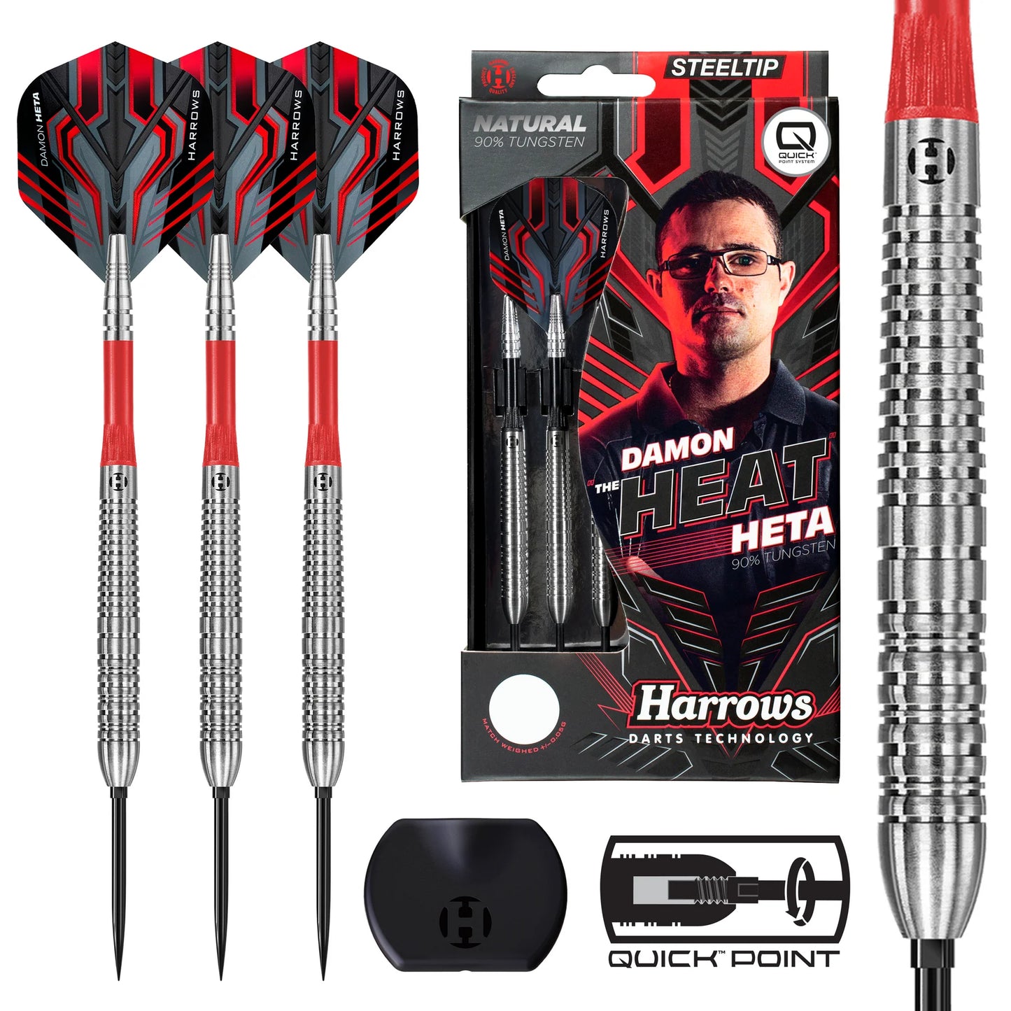 Damon Heta 90% Natural Quick Point Darts - Signed Box